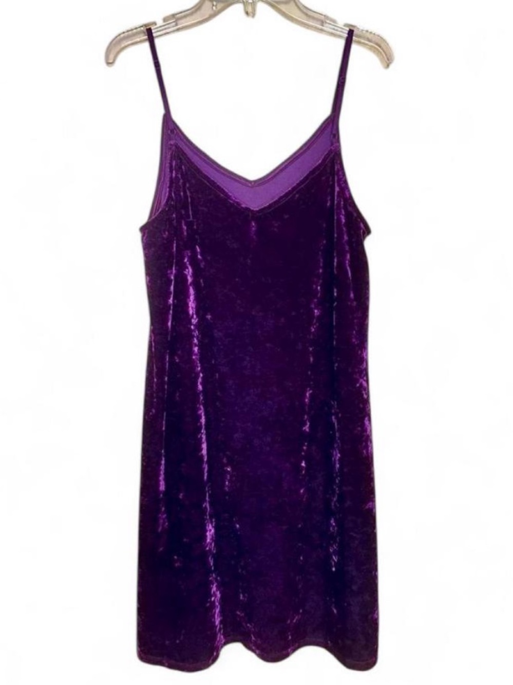 Plum Purple Crushed Velvet Adjustable Strap Whimsigoth Swing Slip Dress Medium - Picture 4 of 7